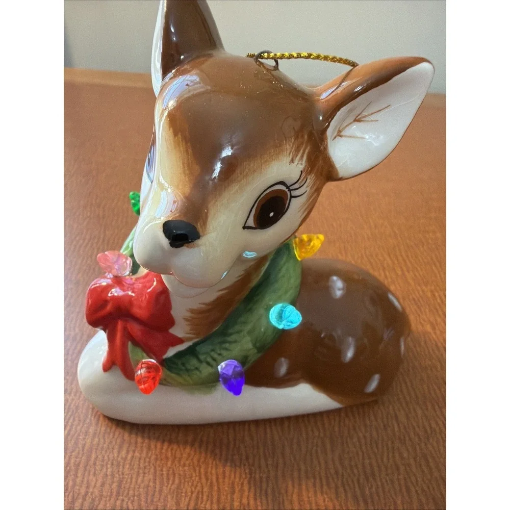 Mr. Christmas Ceramic Light Up Reindeer Ornament Holiday Deer Figurine TESTED